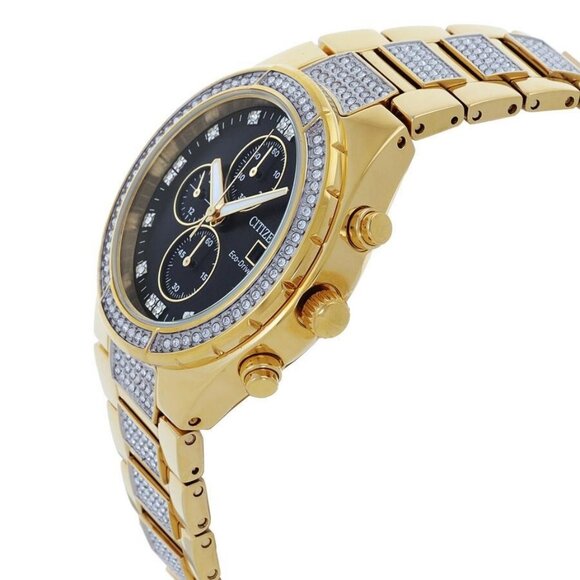 NWT Authentic Citizen Chronograph Eco-Drive Crystal Black Dial Men's Watch - Picture 2 of 3